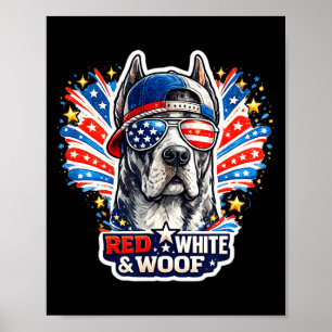 Poster Drôle rouge blanc et ouahf grand danois chien patr
