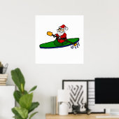 Poster Drôle Santa Claus Kayaking Cartoon de Noël (Bureau à domicile)