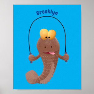 Poster Drôle sauter boudskipper poisson dessin animé