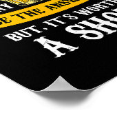 Poster Drôle Scotch Bourbon Whiskey Worth A Shot Cadeaux (Coin)