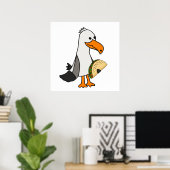 Poster Drôle Seagull Bird mangeant Taco Cartoon (Bureau à domicile)