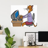 Poster Drôle Secrétaire Cat Cartoon Office Humour (Bureau à domicile)