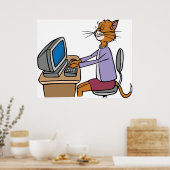 Poster Drôle Secrétaire Cat Cartoon Office Humour (Cuisine)