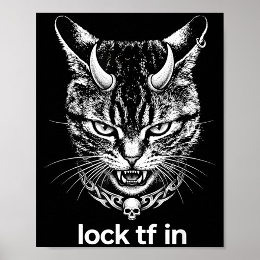 Poster Drôle serrure tf dans chat graphique motivationnel (Devant)