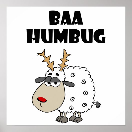 Poster Drôle Sheep Bah Humbug Christmas Pun Cartoon (Devant)