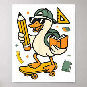Poster Drôle Silly Goose Cute Duck Retour À L'École Ensei