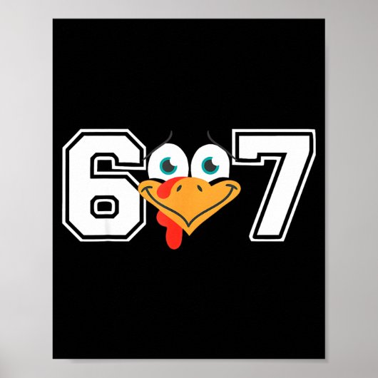Poster Drôle Six Sept 67 Visage de Dinde Thanksgiving Mat (Devant)
