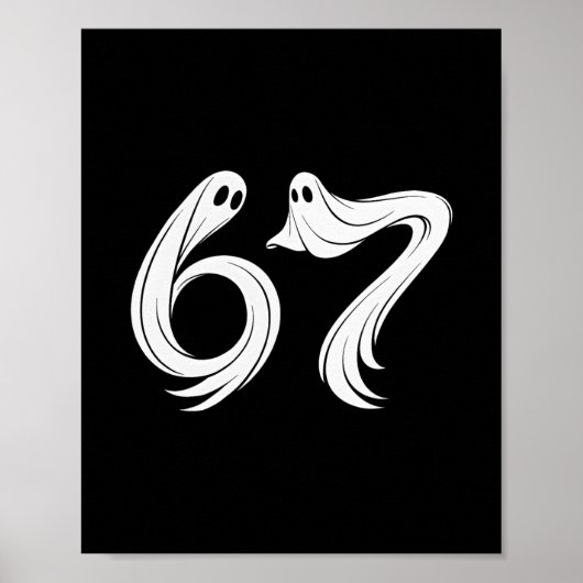 Poster Drôle Six Sept 6 7 Mème 67 Design Fantôme Hallowee (Devant)