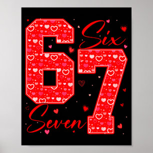 Poster Drôle Six Sept 6 7 Mème Cœurs Câlin Saint-Valentin