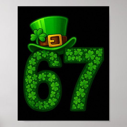 Poster Drôle Six Sept Mème 67 Shamrocks Saint-Patrick (Devant)