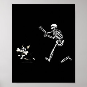 Poster Drôle Skeleton chasse Terrier Halloween Chien Mama