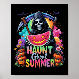 Poster Drôle Skeleton Crème de glace Hot Ghoul été Summer