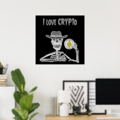Poster Drôle Skeleton J'aime Crypto Ether Cryptomonnaie (Bureau à domicile)