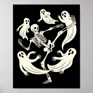 Poster Drôle Skeleton Karate Amateurs Éffrayant Halloween