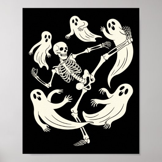 Poster Drôle Skeleton Karate Amateurs Éffrayant Halloween (Devant)