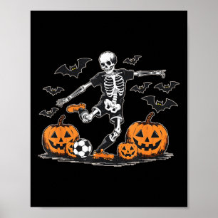 Poster Drôle Skeleton Soccer Hommes Garçons Enfants Hallo