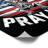 Poster Drôle Skeleton Us Drapeau Ascenseur Lourd Prière G (Coin)