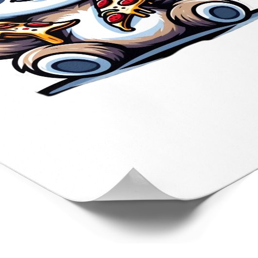 Poster Drôle Sloth mangeant Pizza, Amoureux des animaux K (Coin)