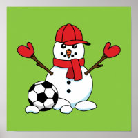 Drôle Snowman avec balle de football
