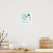 Poster Drôle Snowman Pâtes Snowflakes Dessin (Cuisine)
