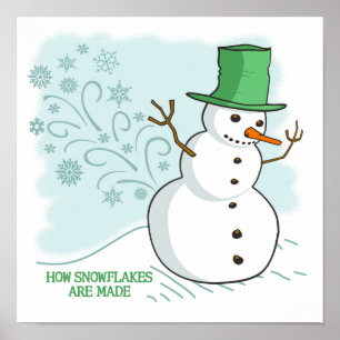 Poster Drôle Snowman Pâtes Snowflakes Dessin