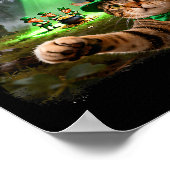 Poster Drôle St-Patrick chat alien bigfoot chanceux (Coin)