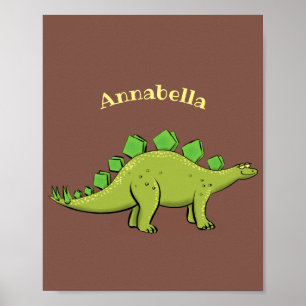 Poster Drôle stegosaurus dinosaure dessin animé