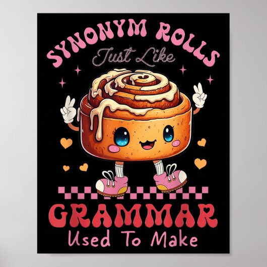 Poster Drôle Synonyme Rolls Blague Cinnamon Rolls Grammar (Devant)