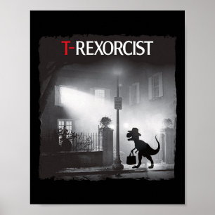 Poster Drôle T-rex Horreur Parodie Dinosaur Halloween Ret