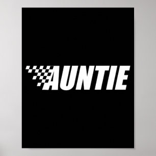 Poster Drôle Tante à Carreaux Rétro Noir Blanc Course