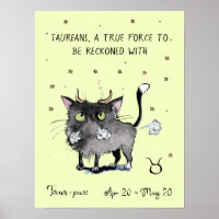 Poster drôle Taurus Zodiac Chat Star affiche