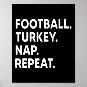Poster Drôle Thanksgiving Football Saison Turquie Nap Rep