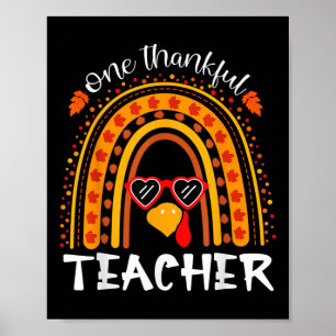 Poster Drôle Thanksgiving Rainbow Leopard Fall One Thankf