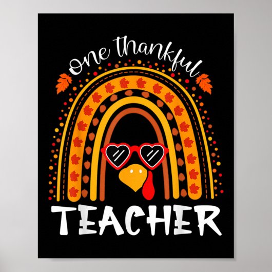 Poster Drôle Thanksgiving Rainbow Leopard Fall One Thankf (Devant)