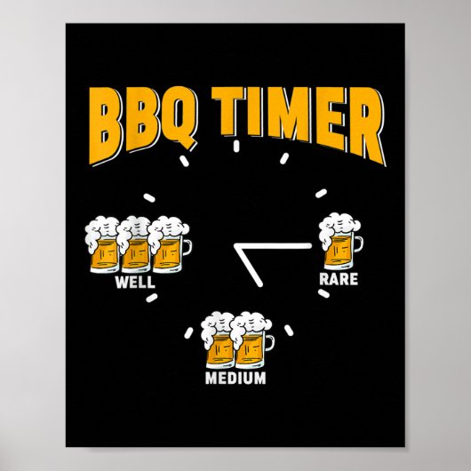 Poster Drôle Timer Barbecue - Barbecue Grill Party (Devant)