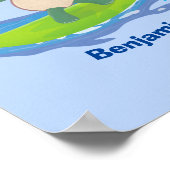 Poster Drôle tortue vague de surf dessin animé (Coin)