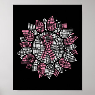 Poster Drôle Tournesol rose Ruban Cancer du sein Aw