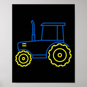 Poster Drôle tracteur Ukraine Drapeau ukrainien Cool Ukra