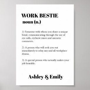Poster Drôle Travail Bestie Cadeau photo Hilarious Co-tra