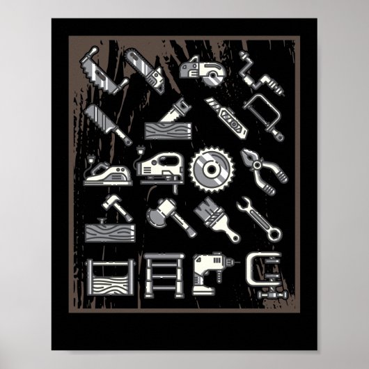 Poster Drôle Travail du bois papa Père Carpenter Outils (Devant)