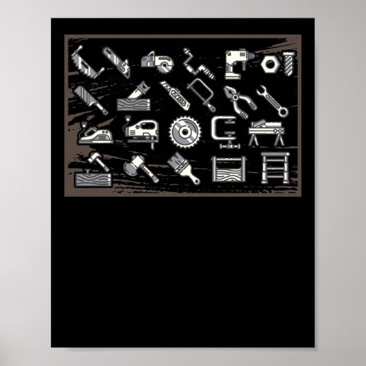 Poster Drôle travail du bois père père charpentier (Devant)