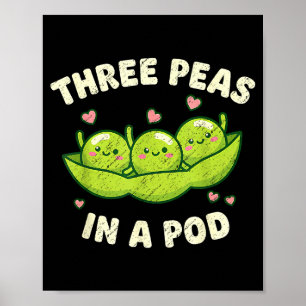 Poster Drôle Trois Pois Dans Un D Mignon Kawaii