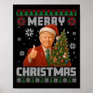 Poster Drôle Trump 2025 Joyeux Noël Arbre Laid Xmas Pa