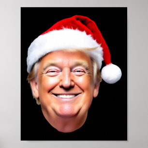 Poster Drôle Trump Chapeau de Père Noël Donald Trump Noël