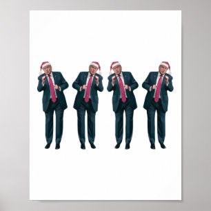 Poster Drôle Trump Danse Père Noël Noël Doux moche Xma