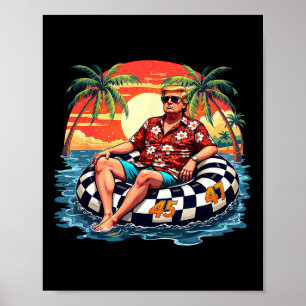Poster Drôle Trump Été 2025 Plage Tropical Drôle Trump