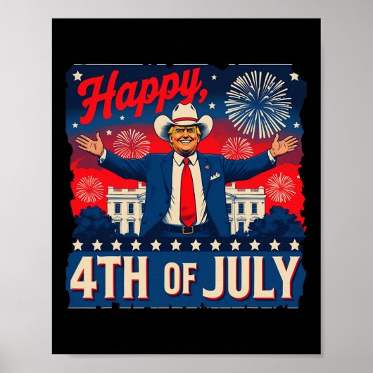 Poster Drôle Trump Joyeux 4 juillet (Devant)