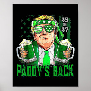 Poster Drôle Trump Paddys Back 45 47 Jour de la Saint Pat