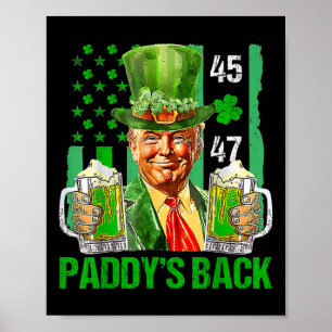 Poster Drôle Trump Paddys Back 45 47 Jour de la Saint Pat