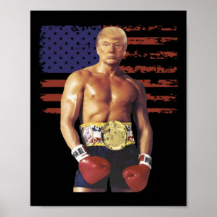 Poster Drôle Trump Rocky Boxer Meme Boxer Us Flag Patrio